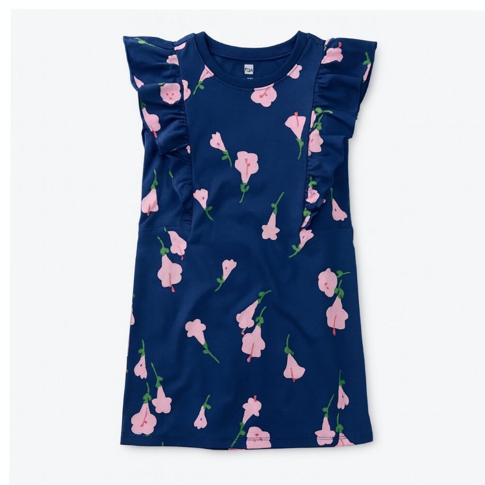Tea Collection Girls Tulip Sleeveless Ruffle A Line Dress in Inca Floral